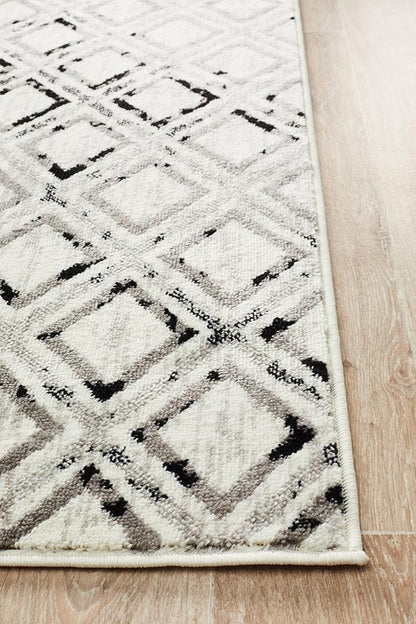 Metro Diamond White & Black Rug