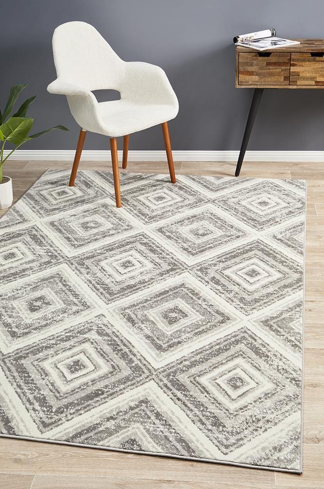 Metro Diamond Silver Rug