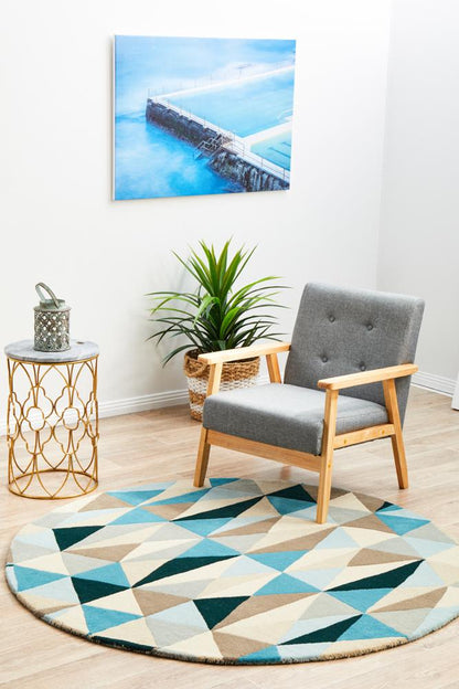 Turquoise Matrix Round Rug