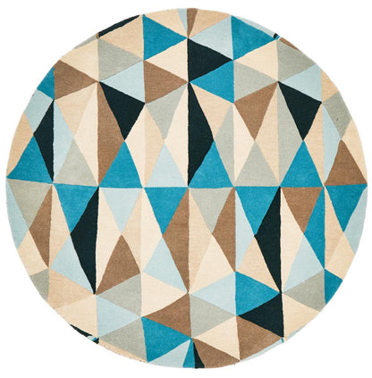 Turquoise Matrix Round Rug