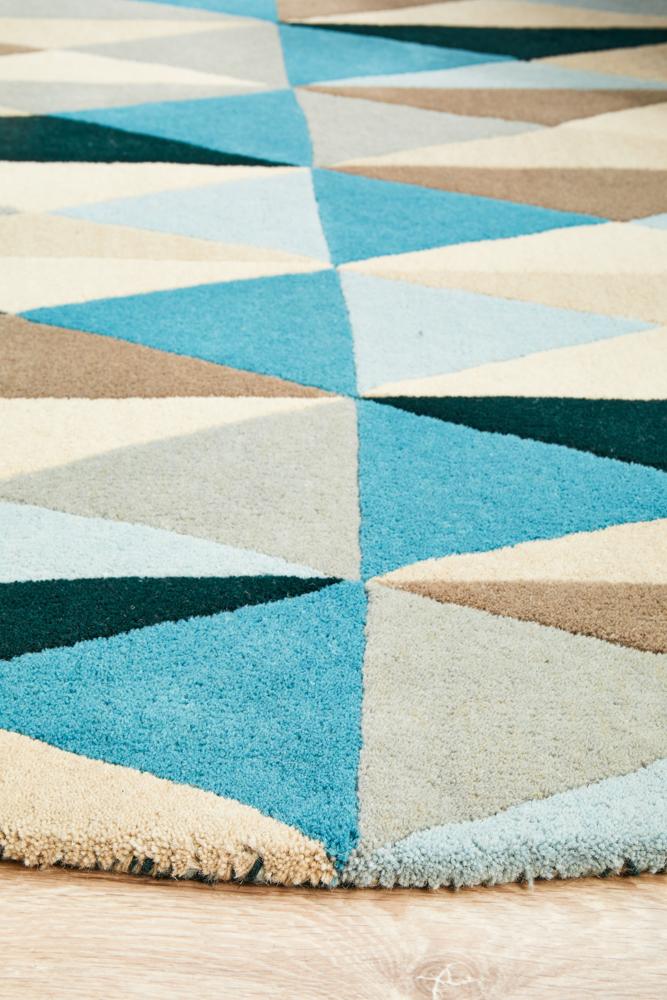 Turquoise Matrix Round Rug