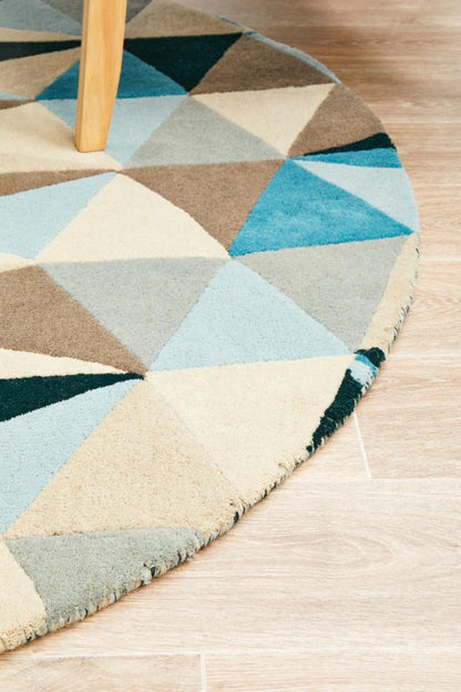 Turquoise Matrix Round Rug