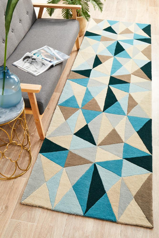 Turquoise Matrix Runner Rug