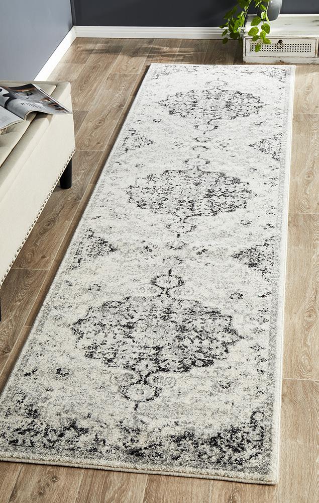 Museum Transitional Charcoal Runner Rug