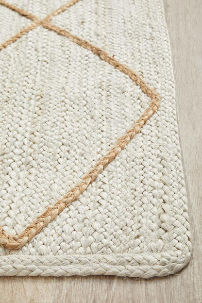 Noosa Cross White Runner Rug