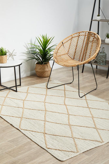 Noosa Cross Rug In White