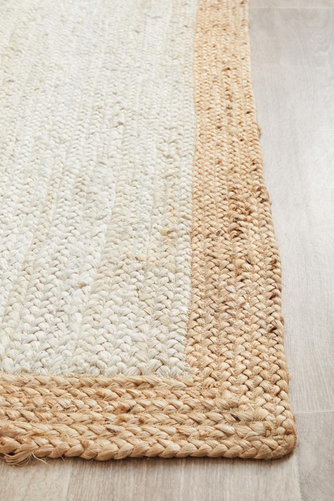 Noosa Sands Runner Rug In White & Natural