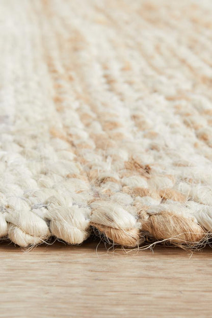 Noosa Stripes in White and Natural : Runner Rug