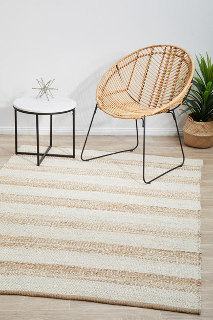 Noosa Stripes Rug In White And Natural