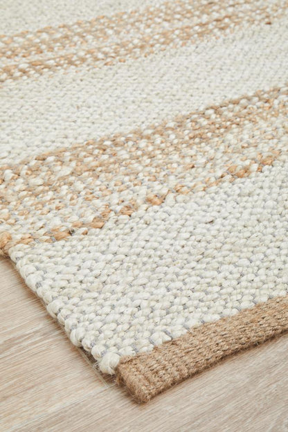 Noosa Stripes Rug In White And Natural