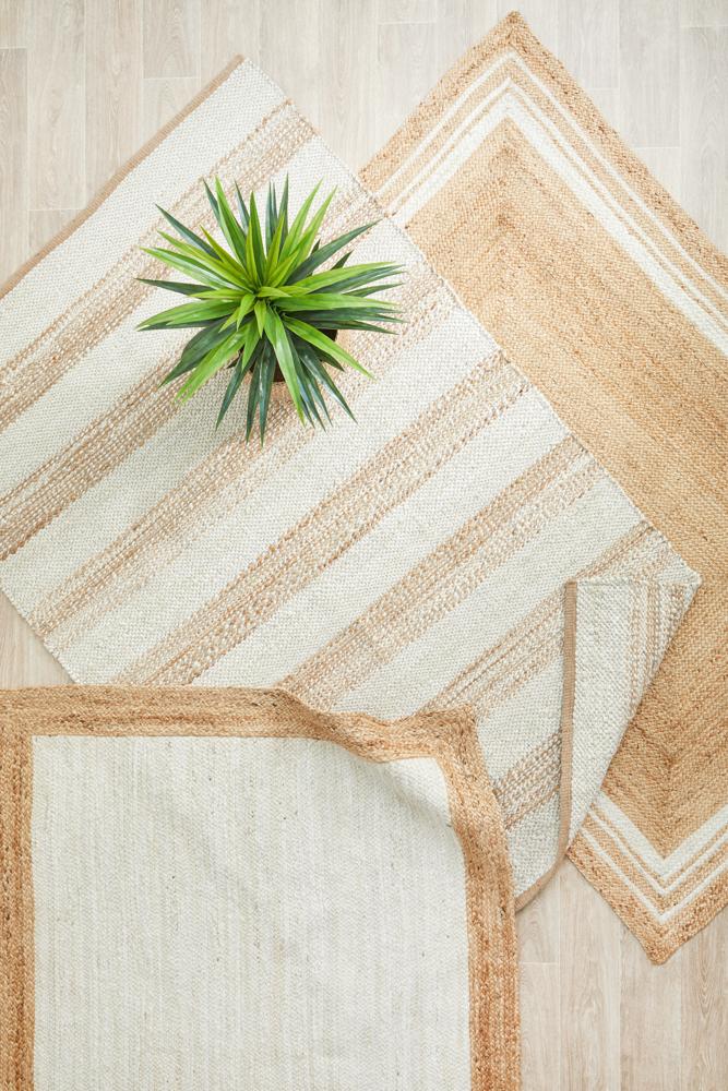 Noosa Stripes Rug In White And Natural