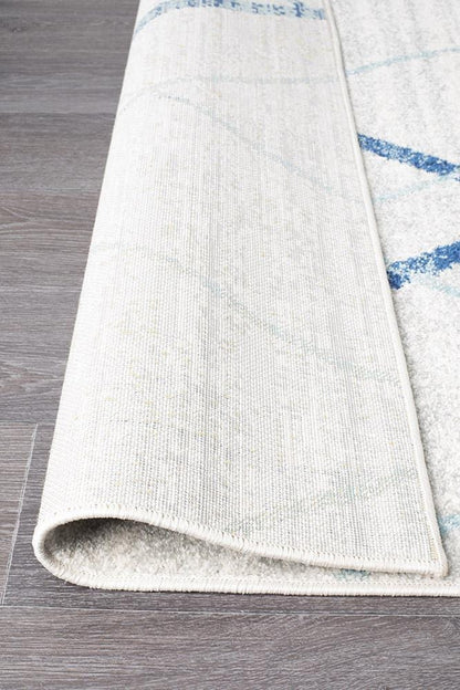 Oasis Noah White Blue Contemporary Runner Rug