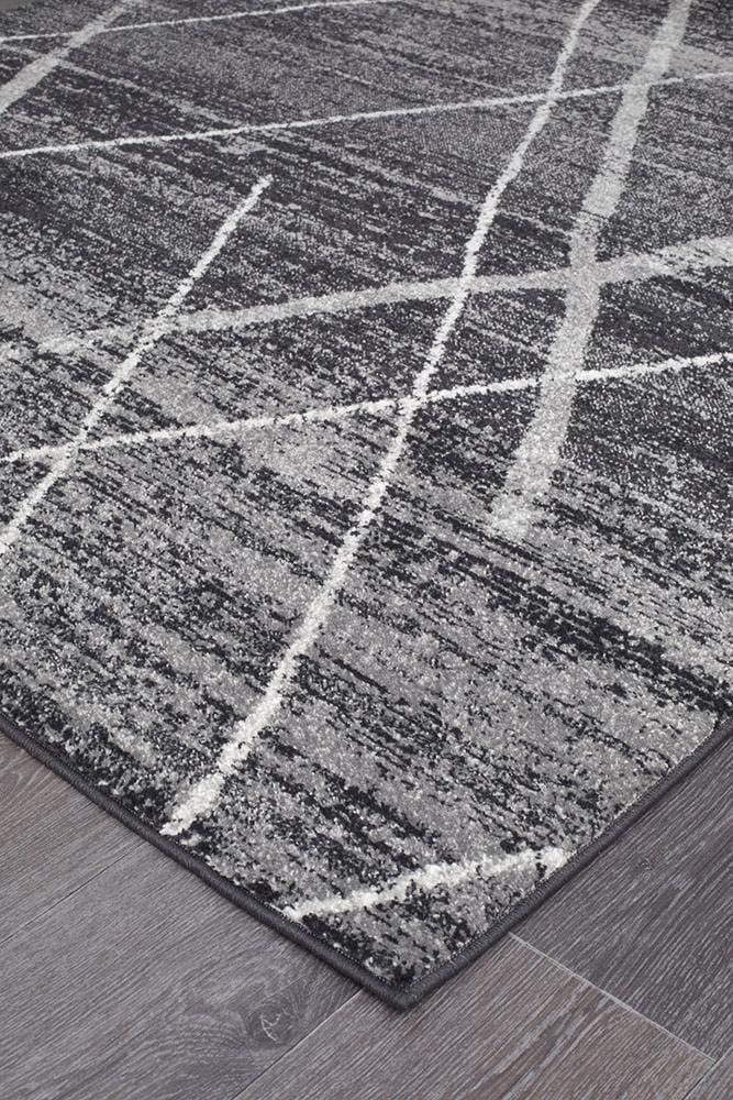 Oasis Noah Charcoal Contemporary Runner Rug