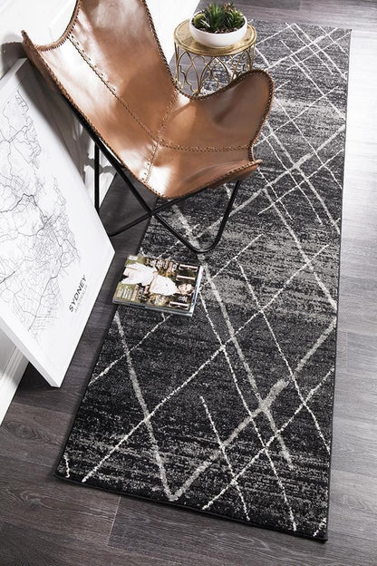 Oasis Noah Charcoal Contemporary Runner Rug