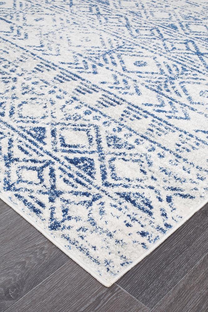 Oasis Ismail White Blue Rustic Rug