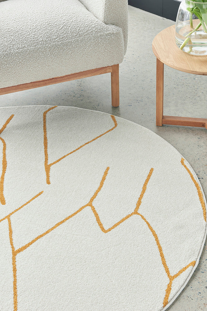 Paradise Ivy Gold Round Rug