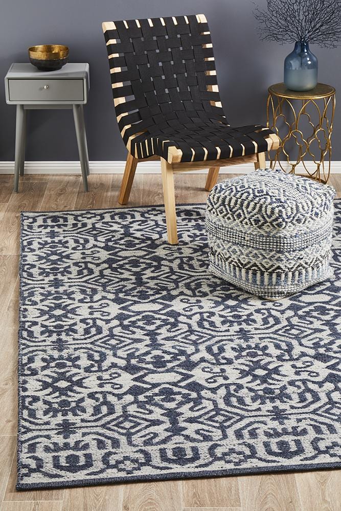 Relic Kian Silver Navy Rug - Far Fetch Rugs