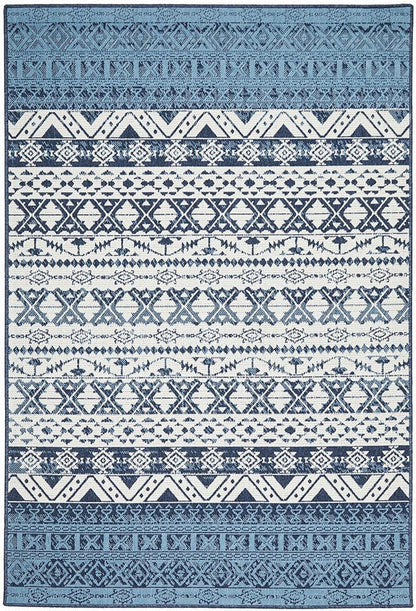 Seaside Ripples Blue And White Rug