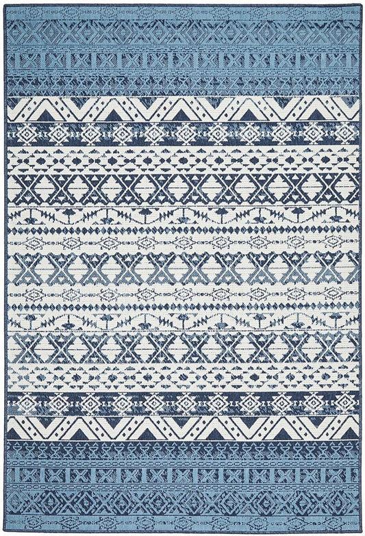 Seaside Ripples Blue And White Rug