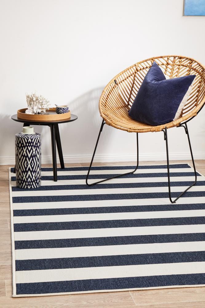 Seaside Stripes Navy & White Rug