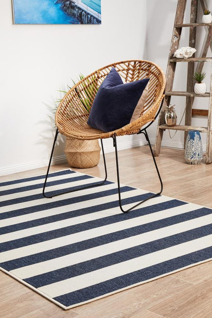 Seaside Stripes Navy & White Rug