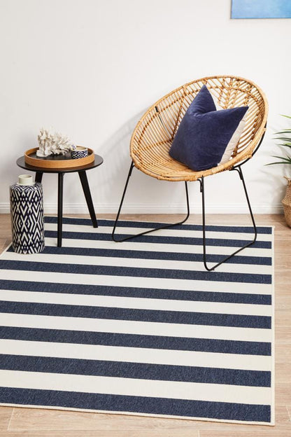 Seaside Stripes Navy & White Rug