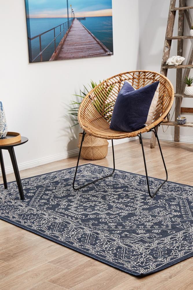 Seaside Tribal Navy Rug