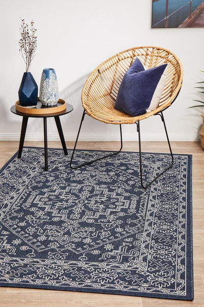 Seaside Tribal Navy Rug