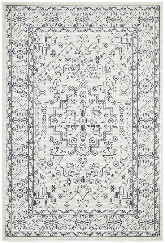 Seaside Tribal White Rug