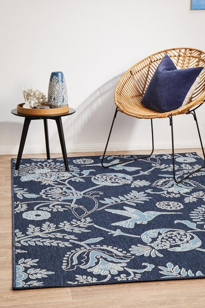 Seaside Hummingbird Navy Rug