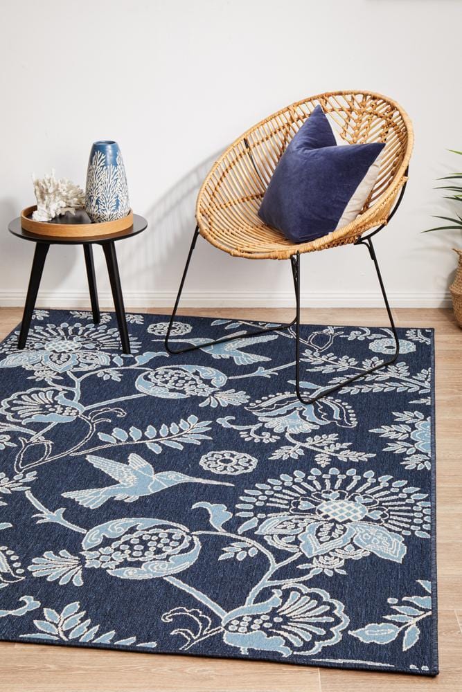 Seaside Hummingbird Navy Rug