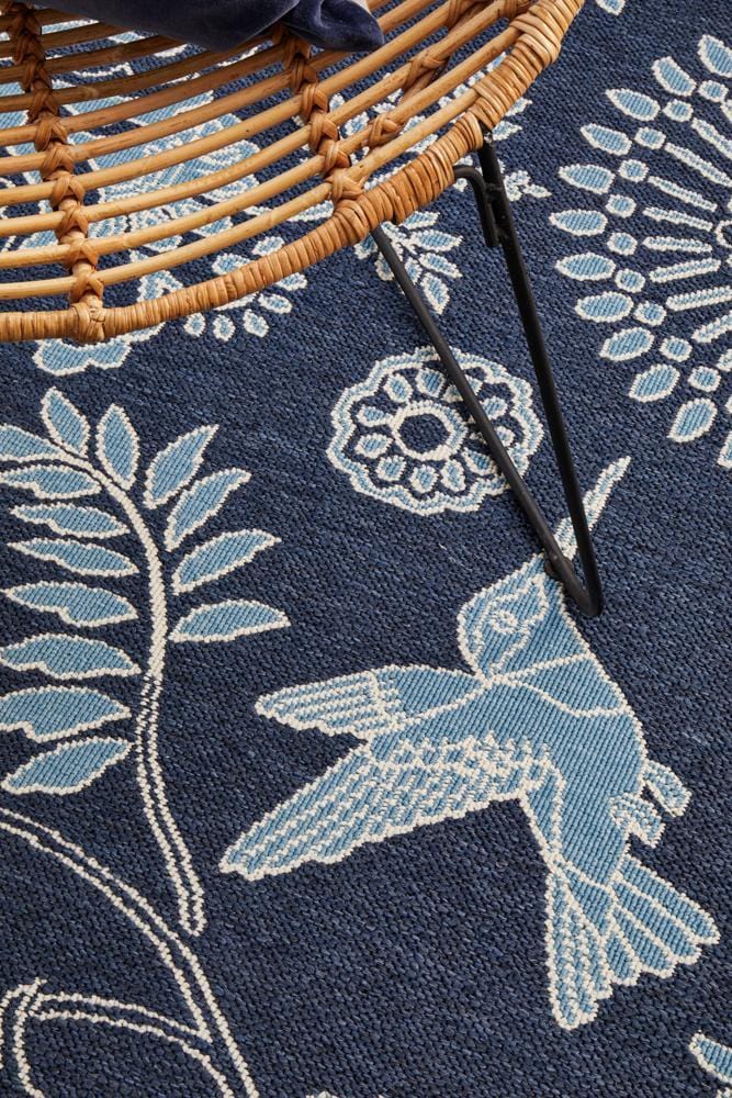 Seaside Hummingbird Navy Rug