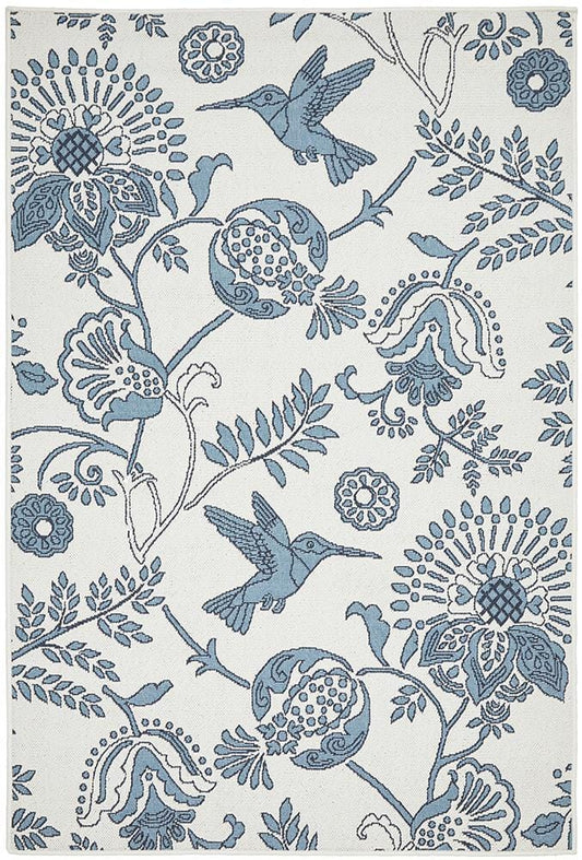 Seaside Hummingbird White Rug