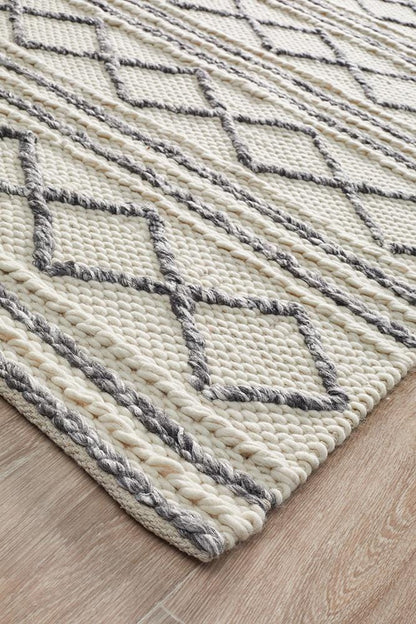 Studio White & Grey Diamond Rug