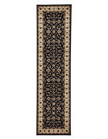 Sydney Classic Runner Black With Ivory Border Runner Rug