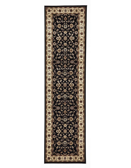 Sydney Classic Runner Black With Ivory Border Runner Rug