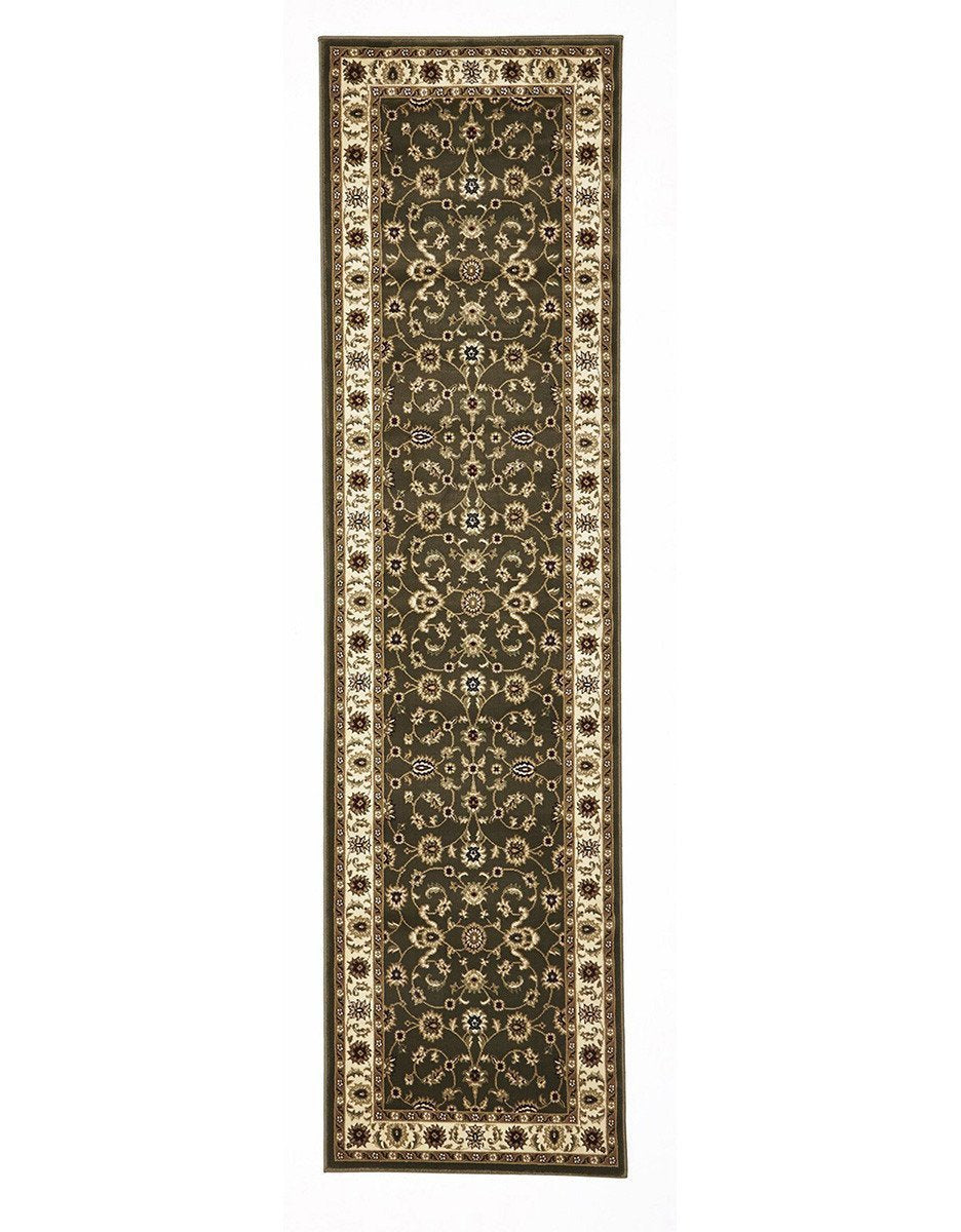 Sydney Classic Runner Green With Ivory Border Runner Rug