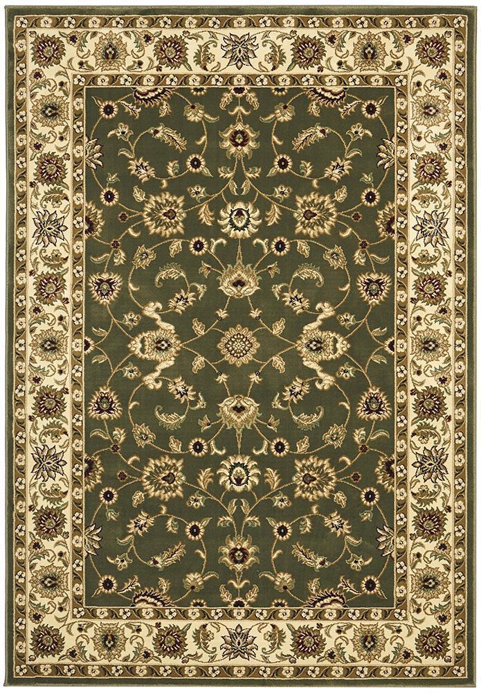 Sydney Collection Classic Rug Green With Ivory Border