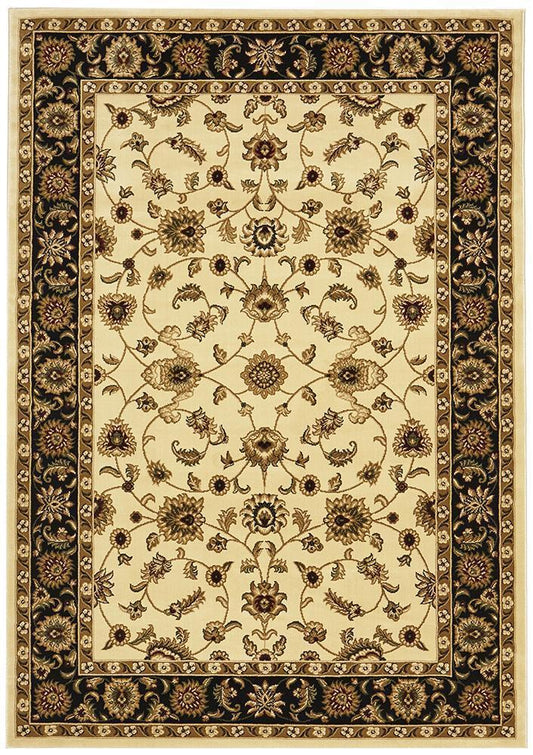 Sydney Collection Classic Rug Ivory With Black Border