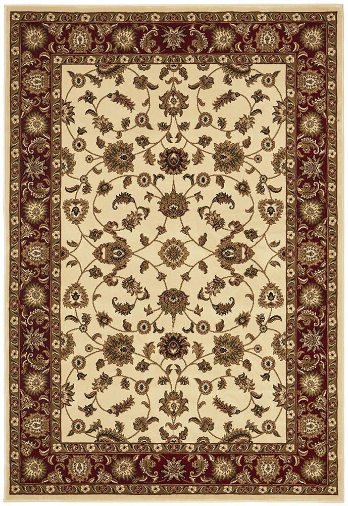 Sydney Collection Classic Rug Ivory With Red Border