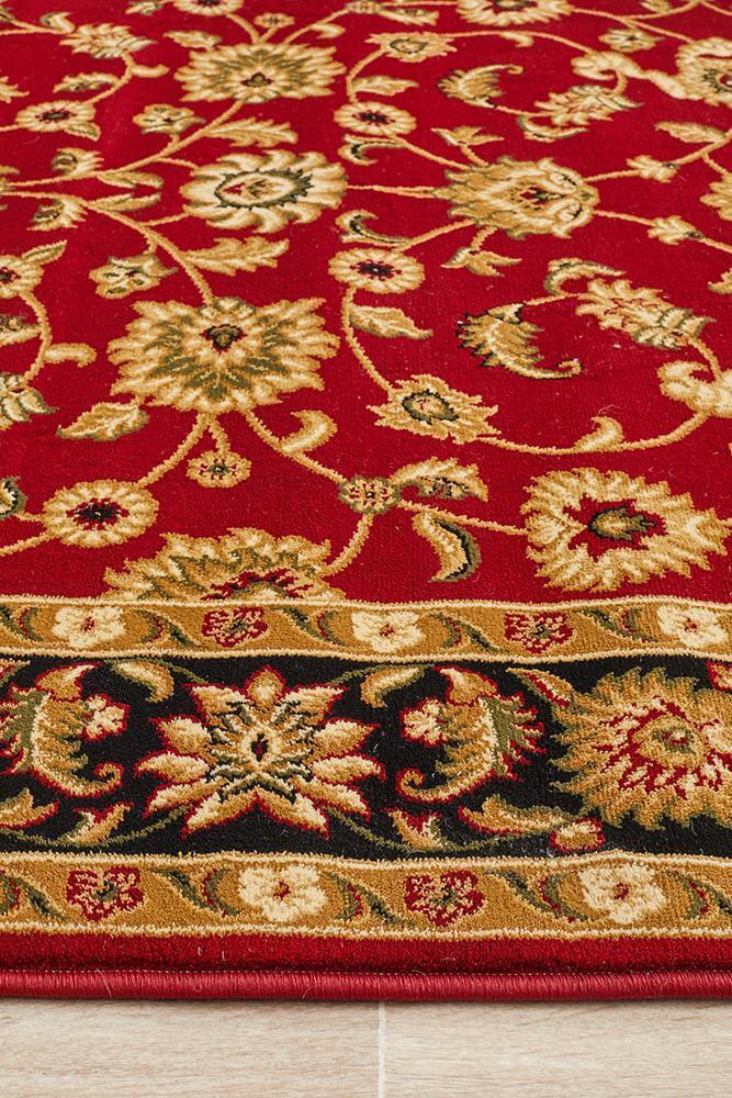 Sydney Collection Classic Rug Red With Black Border