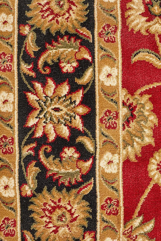 Sydney Collection Classic Rug Red With Black Border