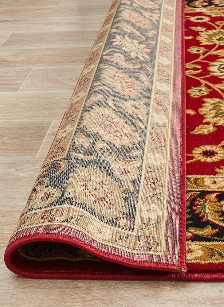 Sydney Collection Classic Rug Red With Black Border