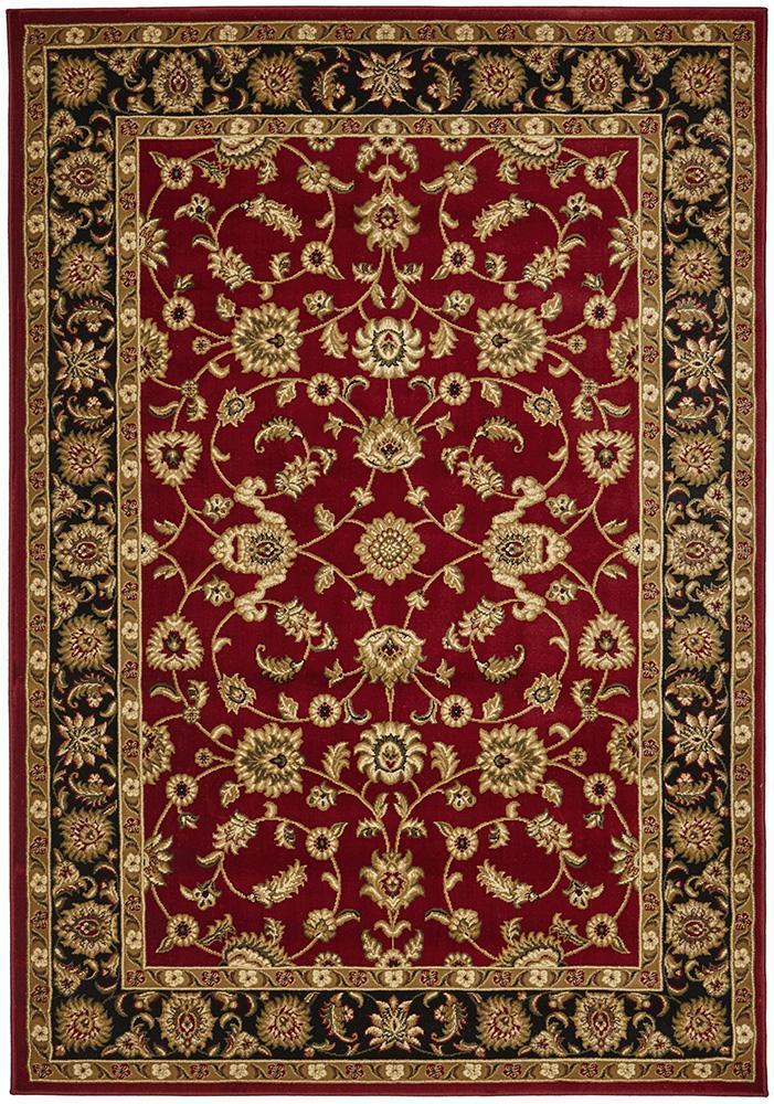 Sydney Collection Classic Rug Red With Black Border