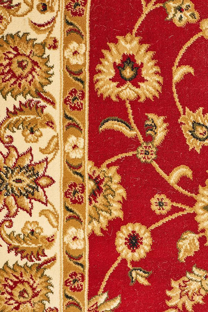 Sydney Collection Classic Rug Red With Ivory Border