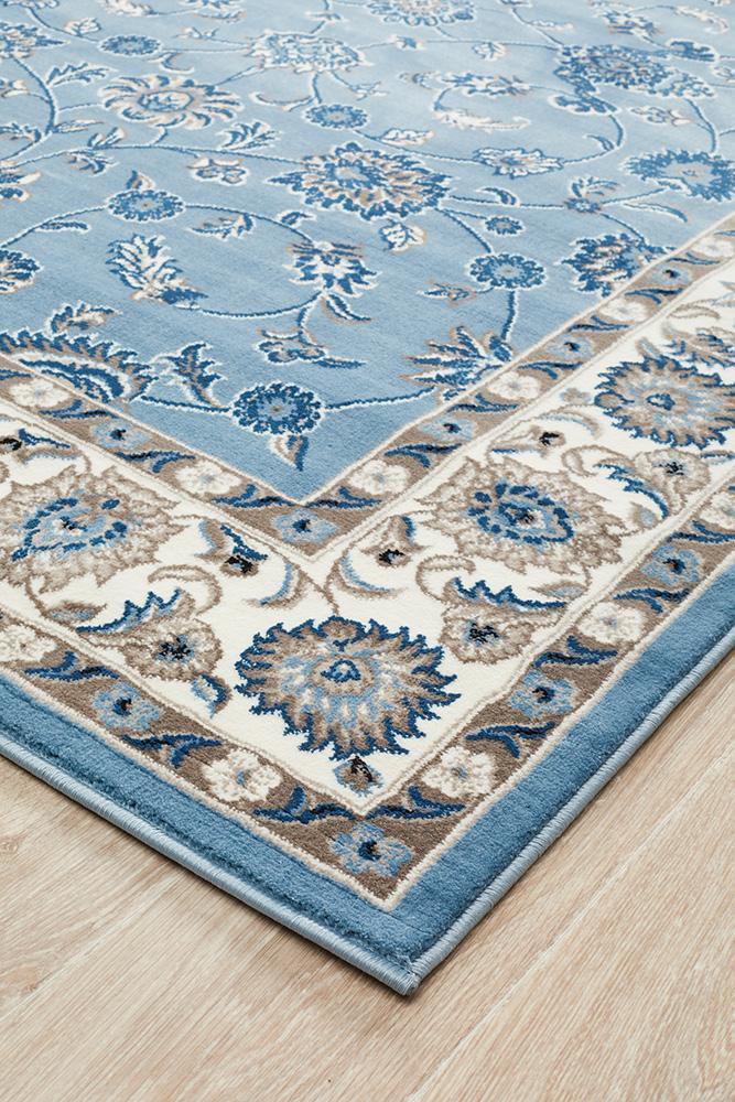 Sydney Collection Classic Rug Sky Blue Border