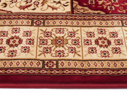 Sydney Panel Pattern Burgundy Ivory Runner Runner Rug