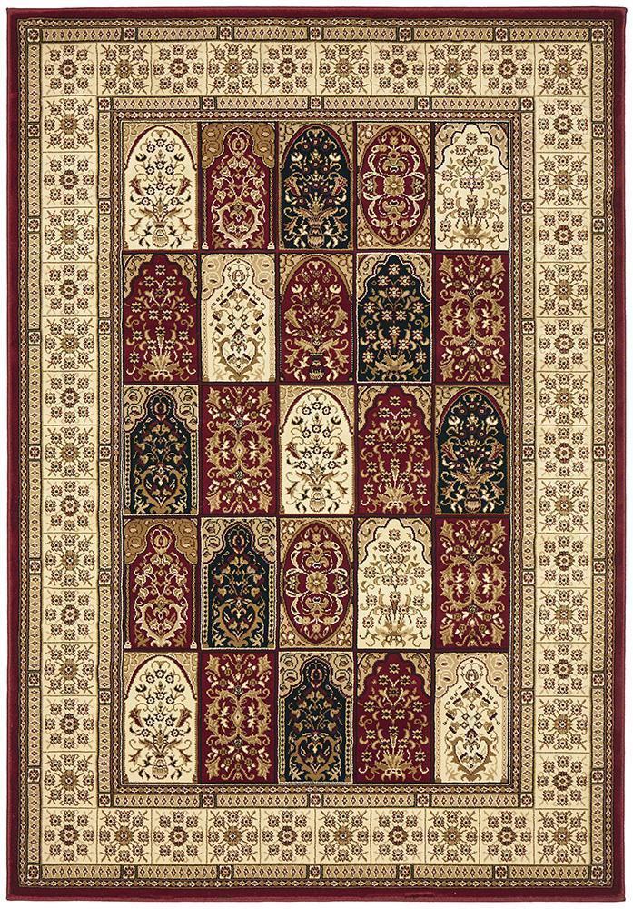 Sydney Collection Traditional Panel Pattern Rug Burgundy