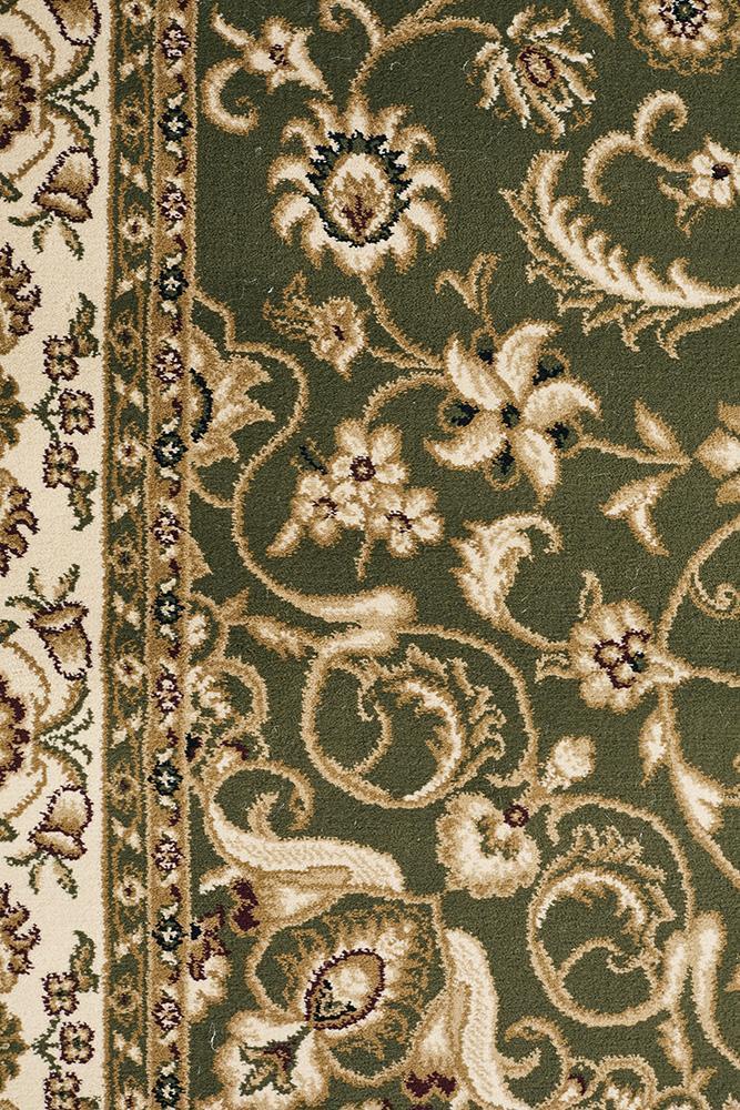 Sydney Collection Medallion Rug Green With Ivory Border