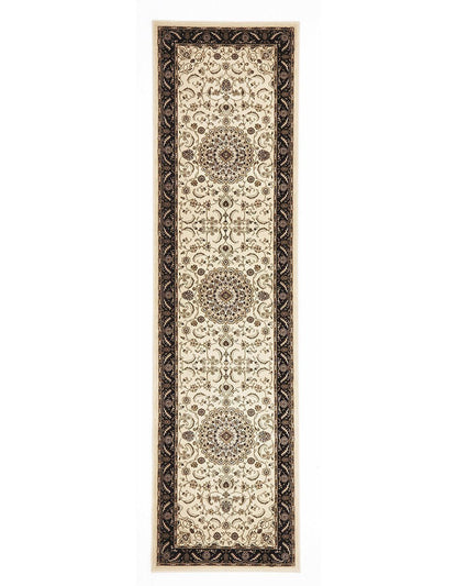 Sydney Medallion Runner Ivory With Black Border Runner Rug